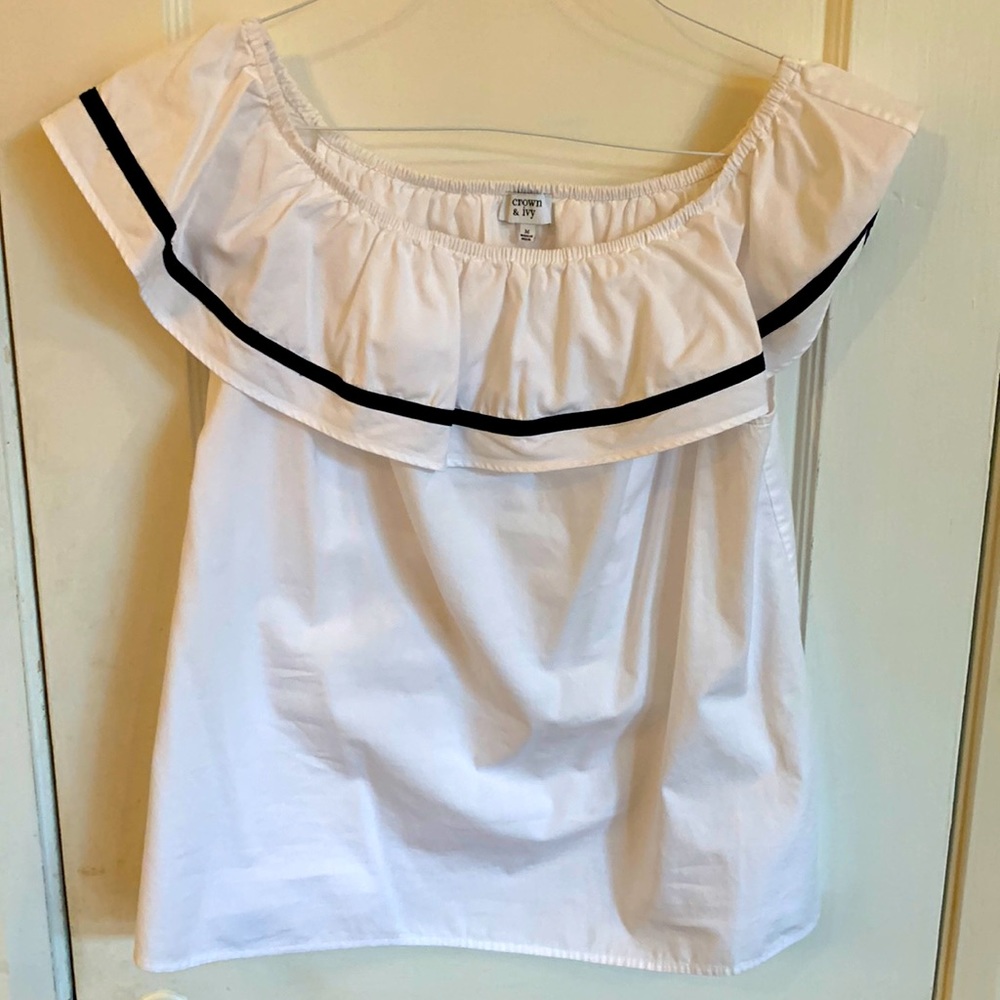 White Crown & Ivy Ruched Neckline Blouse, Off Shoulder Blouse